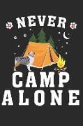 Never Camp Alone: Australian Shepherd Dog Breed Journal Lined Blank Paper