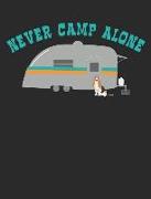 Never Camp Alone: Basset Hound Dog School Notebook 100 Pages Wide Ruled Paper