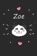 Zoe: Ein Individuelles Panda Tage-/Notizbuch Mit Dem Namen Zoe Und Ganzen 100 Linierten Seiten Im Tollen 6x9 Zoll Format (C