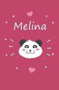 Melina: Ein Individuelles Panda Tage-/Notizbuch Mit Dem Namen Melina Und Ganzen 100 Linierten Seiten Im Tollen 6x9 Zoll Format