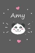Amy: Ein Personalisiertes Panda Tage-/Notizbuch Mit Dem Namen Amy Und Ganzen 100 Linierten Seiten Im Tollen 6x9 Zoll Format