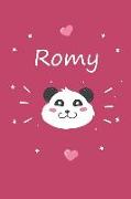 Romy: Ein Personalisiertes Panda Tage-/Notizbuch Mit Dem Namen Romy Und Ganzen 100 Linierten Seiten Im Tollen 6x9 Zoll Forma