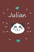 Julian: Ein Personalisiertes Panda Tage-/Notizbuch Mit Dem Namen Julian Und Ganzen 100 Linierten Seiten Im Tollen 6x9 Zoll For