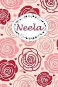 Neela: Personalisiertes Notizbuch / 150 Seiten / Punktraster / Din A5+ (15,24 X 22,86 CM) / Rosen Cover Design