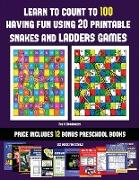 Pre K Worksheets (Learn to count to 100 having fun using 20 printable snakes and ladders games): A full-color workbook with 20 printable snakes and la