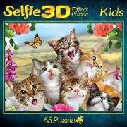 Selfie 3D Effect Puzzle Kids Motiv Katzenkinder 63 Teile