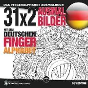 31x2 Ausmalbilder mit dem deutschen Fingeralphabet