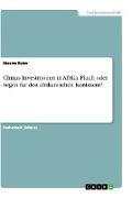 Chinas Investitionen in Afrika. Fluch oder Segen für den afrikanischen Kontinent?