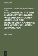 Sitzungsberichte der Mathematisch-Naturwissenschaftlichen Abteilung der Bayerischen Akademie der Wissenschaften zu München. Heft 3/1929