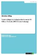 Verwendung der Aufgabenfunktion in MS Office Outlook 2003 (Unterweisung)