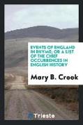 Events of England in Rhyme, Or a List of the Chief Occurrences in English History