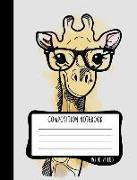 Composition Notebook: Wide Ruled: 100+ Lined Pages Writing Journal: Cute Nerd Giraffe 1059