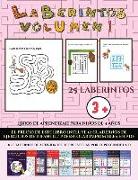 Libros de aprendizaje para niños de 4 años (Laberintos - Volumen 1): (25 fichas imprimibles con laberintos a todo color para niños de preescolar/infan