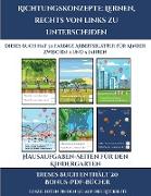 Hausaufgaben-Seiten für den Kindergarten (Richtungskonzepte lernen, rechts von links zu unterscheiden): 30 farbige Arbeitsblätter. Der Preis dieses Bu