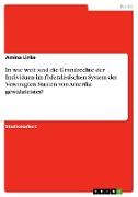 In wie weit sind die Grundrechte der Individuen im föderalistischen System der Vereinigten Staaten von Amerika gewährleistet?