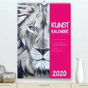 Kunstkalender Dickhäuter und Großkatzen - Auge in Auge (Premium, hochwertiger DIN A2 Wandkalender 2020, Kunstdruck in Hochglanz)
