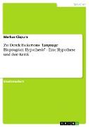 Zu: Derek Bickertons "Language Bioprogram Hypothesis" - Eine Hypothese und ihre Kritik