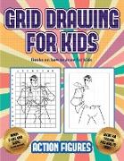 Books on how to draw for kids (Grid drawing for kids - Action Figures): This book teaches kids how to draw Action Figures using grids