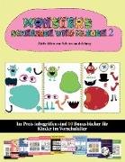 Aktivitäten zur Scherenausbildung: (20 vollfarbige Kindergarten-Arbeitsblätter zum Ausschneiden und Einfügen - Monster 2)