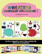 Arbeitsblätter für Kinder: 20 vollfarbige Kindergarten-Arbeitsblätter zum Ausschneiden und Einfügen - Monster 2