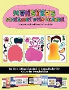 Druckbare Arbeitsblätter für Vorschulen: (20 vollfarbige Kindergarten-Arbeitsblätter zum Ausschneiden und Einfügen - Monster)