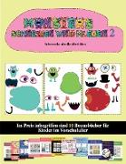 Scherenkontrollaktivitäten: 20 vollfarbige Kindergarten-Arbeitsblätter zum Ausschneiden und Einfügen - Monster 2