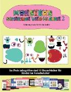 Scherenpraxis für Kleinkinder: 20 vollfarbige Kindergarten-Arbeitsblätter zum Ausschneiden und Einfügen - Monster 2