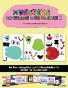 Schnittpraxis für Kleinkinder: 20 vollfarbige Kindergarten-Arbeitsblätter zum Ausschneiden und Einfügen - Monster 2