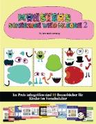 Scherensteuerung: 20 vollfarbige Kindergarten-Arbeitsblätter zum Ausschneiden und Einfügen - Monster 2