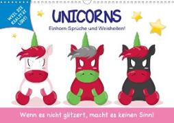 Unicorns. Einhorn-Sprüche und Weisheiten! (Wandkalender 2020 DIN A3 quer)