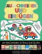 Druckbare Arbeitsblätter für Vorschulen: Ausschneiden und Einfügen - Rennwagen