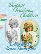 Vintage Christmas Children: Grayscale Adult Coloring Book