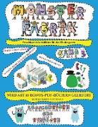 Druckbare Arbeitsblätter für den Kindergarten: Ausschneiden und Einfügen -Monsterfabrik Band 3