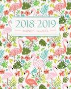 Agenda escolar 2018-2019: 190 x 235 mm: Agenda 2018-2019 semana vista español: 160 g/m² Agenda semanal 12 meses: flamencos rosados en trullo 461