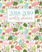 2018-2019 Weekly Planner: Portable Format 7.5x9.25 (19x23cm): August 1, 2018 to December 31, 2019: 17 Months: Pink Flamingos & Teal 7801