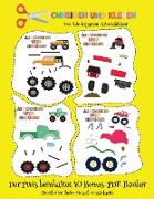 Vor-Kindergarten-Arbeitsblätter: Schneiden und Kleben - Monster Trucks