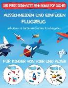 Arbeiten mit der Schere für den Kindergarten: Ausschneiden und Einfügen - Flugzeug