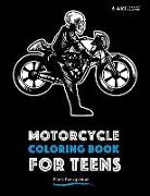 Motorcycle Coloring Book For Teens: Black Background