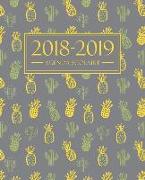 Agenda scolaire 2018-2019: 19x23cm: Agenda 2018 2019 semainier: Motif ananas et cactus