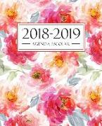 Agenda escolar 2018-2019: 190 x 235 mm: Agenda 2018-2019 semana vista español: 160 g/m² Agenda semanal 12 meses: Flores de acuarela 4497