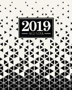 Agenda 2019: 19x23cm: Agenda 2019 Settimanale Italiano: Triangoli Astratti in Bianco E Nero 7276
