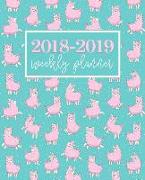 2018-2019 Weekly Planner: Pink & Teal No Prob Llama