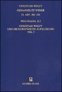 Wolffiana II: Christian Wolff und die europäische Aufklärung