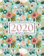 2020 Weekly Planner: January 1, 2020 to December 31, 2020: Weekly & Monthly View Planner, Organizer & Diary: Teal & Coral Pink Flowers 779-