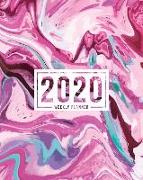 2020 Weekly Planner: January 1, 2020 to December 31, 2020: Weekly & Monthly View Planner, Organizer & Diary: Pink Marble Swirl 780-1