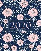 2020 Weekly Planner: January 1, 2020 to December 31, 2020: Weekly & Monthly View Planner, Organizer & Diary: Pink Flowers on Dark Blue 781-
