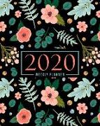 2020 Weekly Planner: January 1, 2020 to December 31, 2020: Weekly & Monthly View Planner, Organizer & Diary: Flowers & Leaves on Black 783-