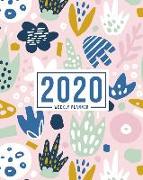 2020 Weekly Planner: January 1, 2020 to December 31, 2020: Weekly & Monthly View Planner, Organizer & Diary: Abstract Flowers in Pink & Blu