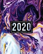 2020 Weekly Planner: January 1, 2020 to December 31, 2020: Weekly & Monthly View Planner, Organizer & Diary: Purple Marble Swirl with Orang