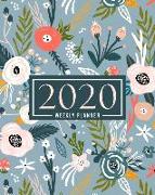 2020 Weekly Planner: January 1, 2020 to December 31, 2020: Weekly & Monthly View Planner, Organizer & Diary: White & Coral Flowers on Blue